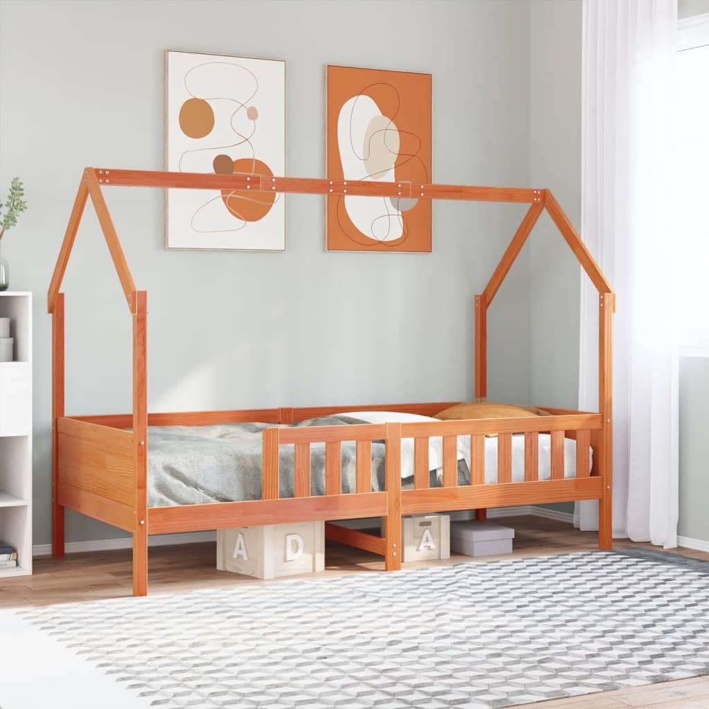 Kids House Bed Wax Brown 80 x 200 cm Pine