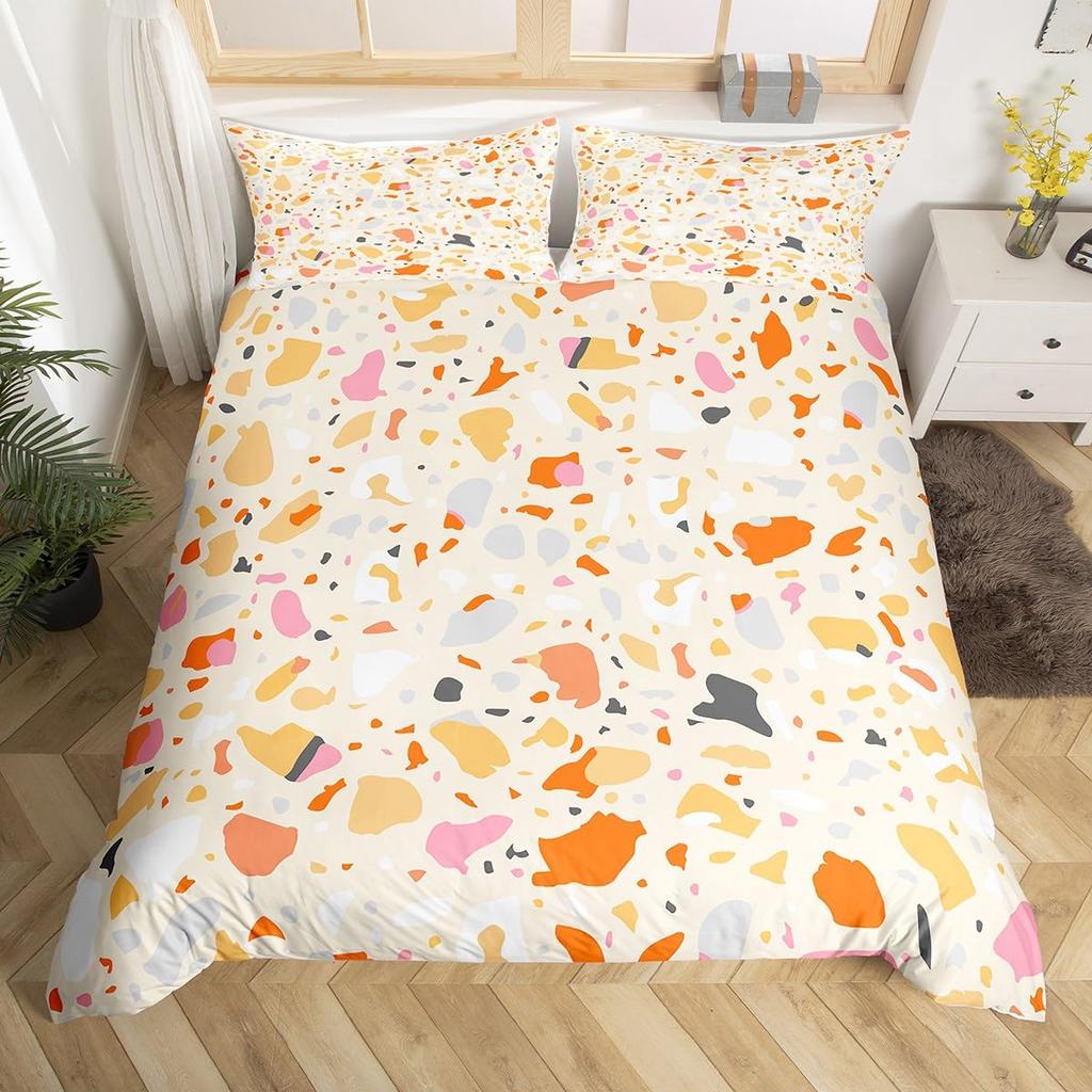 Colorful Modern Marbling Art Duvet Cover for Girls Women Girly Marble Bedding Set Rainbow Quilt Cover Watercolor Comforter Cover