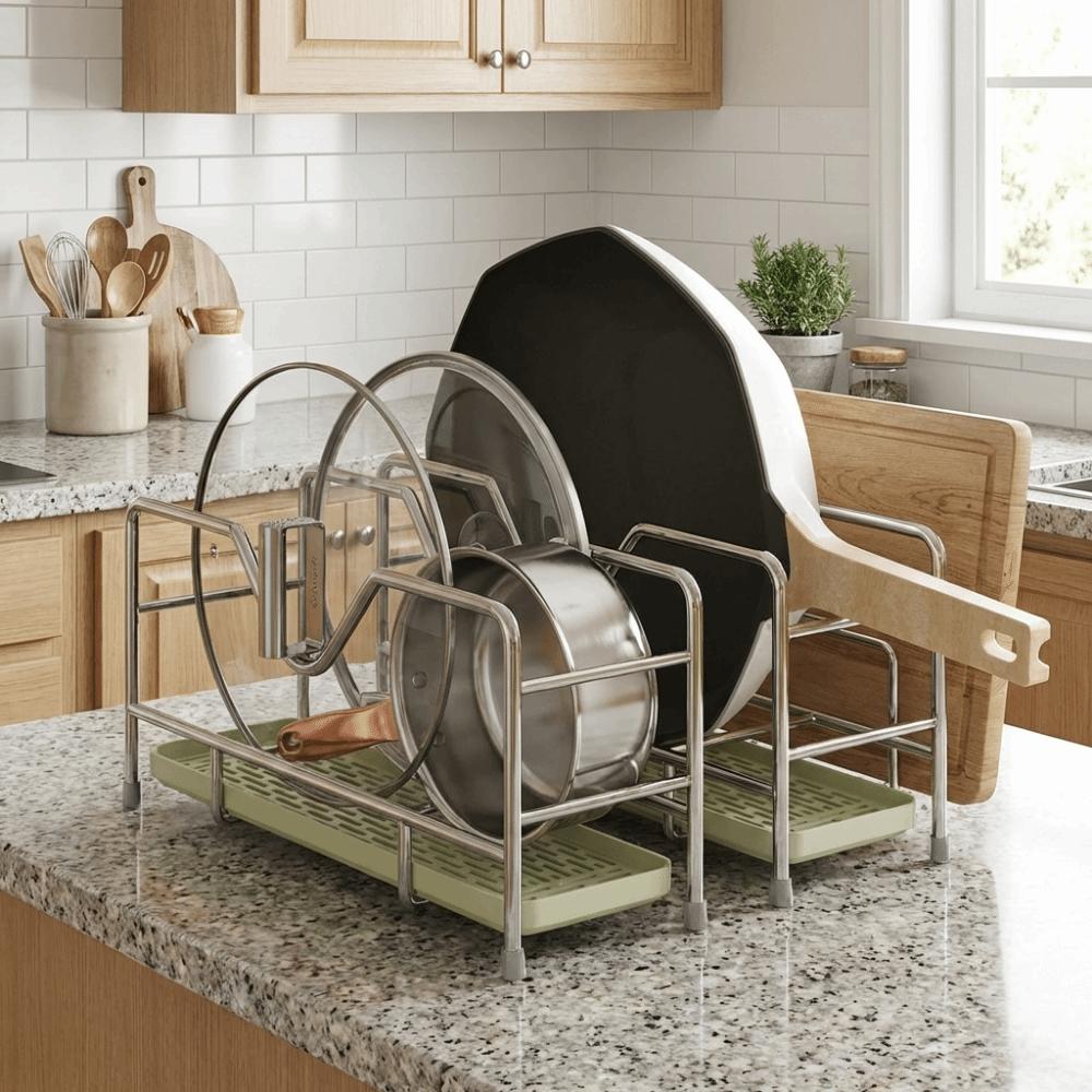 Space Saving Cookware Storage Rack Stainless Steel Cutting Board Holder Restaurant