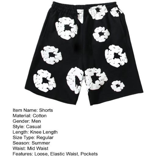 Летние мужские шорты с цветочным принтом на шнурке с эластичной резинкой на талии, свободные карманы, плиссированные шорты для отдыха, пляжного спорта, повседневная домашняя одежда, короткие брюки