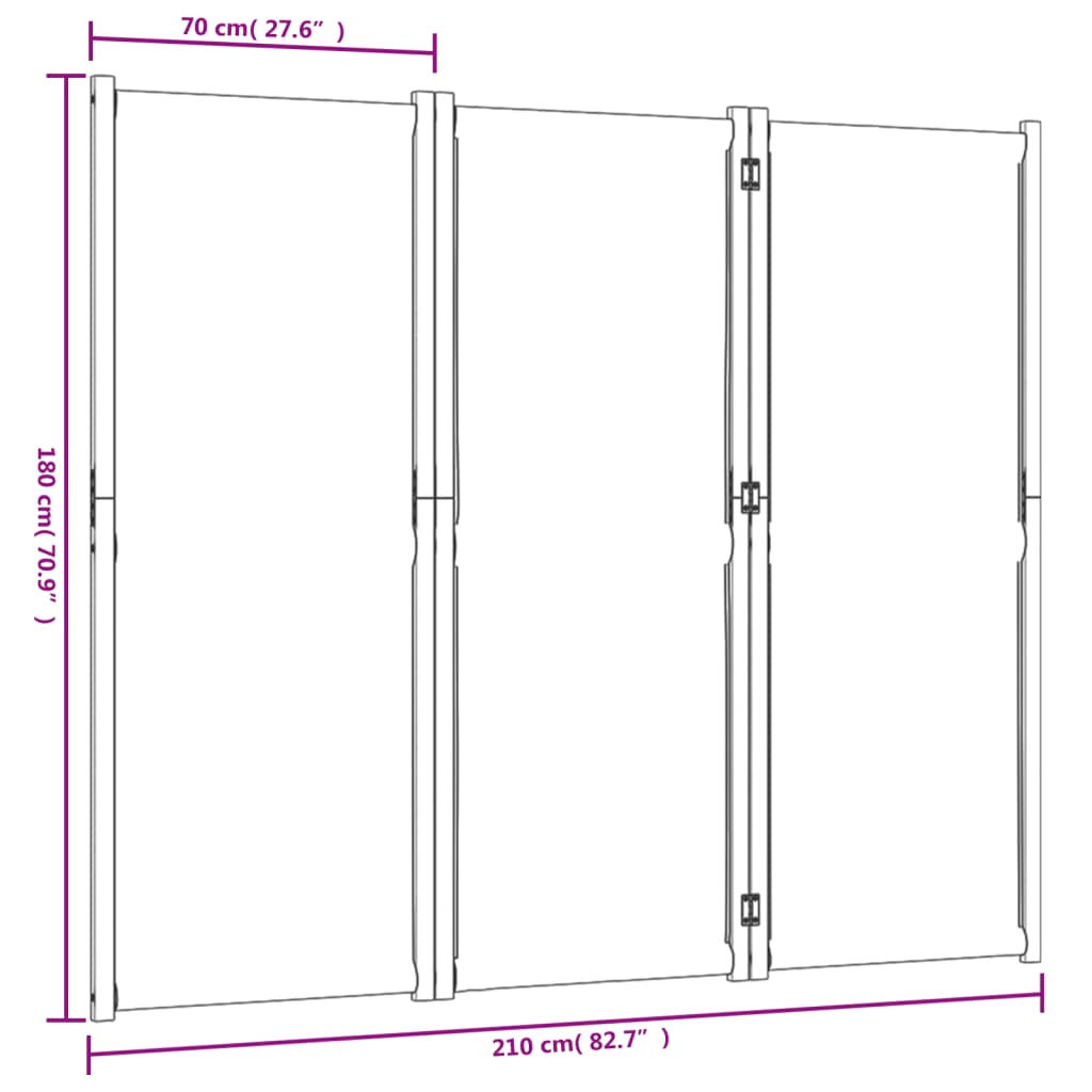 3 Piece Folding Screen in Dark Blue 210 x 180 cm