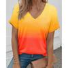 Летние футболки с градиентным 3D-принтом, повседневная мода, уличная одежда, с коротким рукавом, с V-образным вырезом, женские футболки