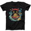 Black Cat Eating Ramen Noodle Best Seller Funny Gift Black Tee T Shirt 323
