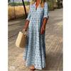 Women's Summer Vintage Stand Collar Plus Size Fashion Loose Dress Long