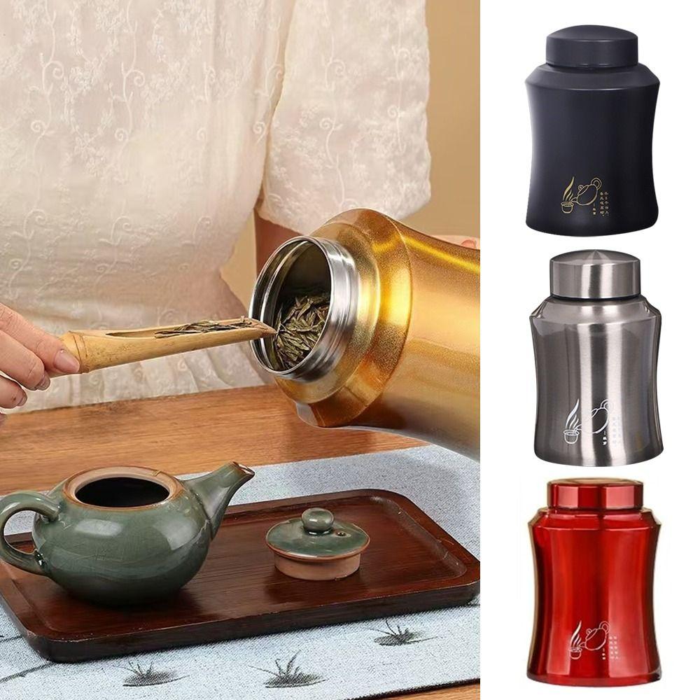 Large Capacity Tea Tin Threaded Port Sealed Tea Can Portable Tea Jar for Home&Travel