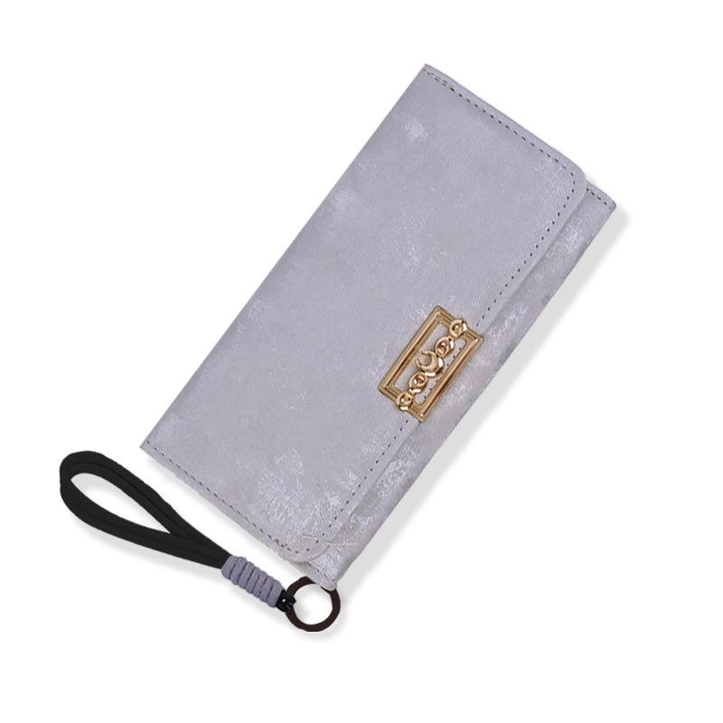 Women's Frosted Leather Tri-fold Clutch Wallet with Multi-card Slots