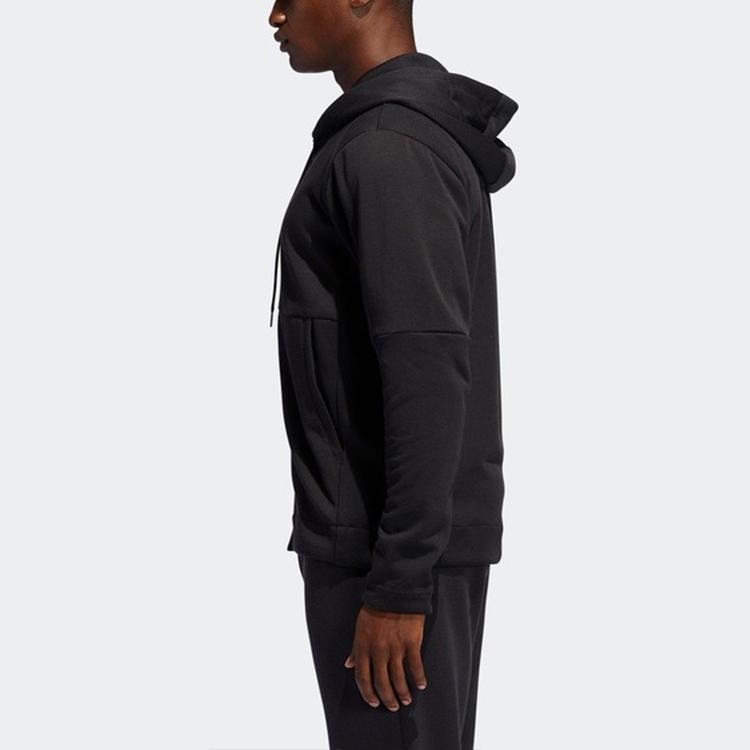 adidas Спортивная повседневная мужская куртка на молнии с капюшоном, черная FP8206