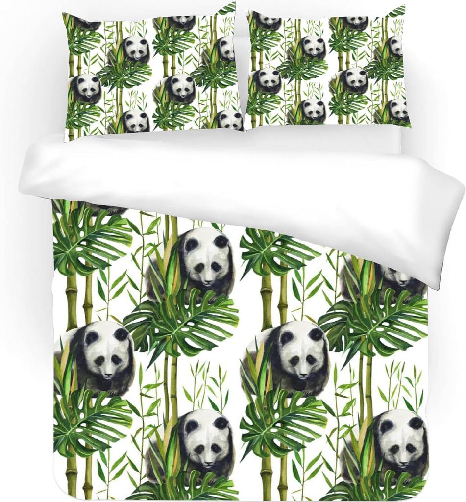 Наборы Пододеяльников с Рисунком Бамбуковых Листьев для Детей и Подростков, Легкие Покрывала на Одеяло, Декор Спальни, 2 Наволочки, 1 Пододеяльник, Без Одеяла