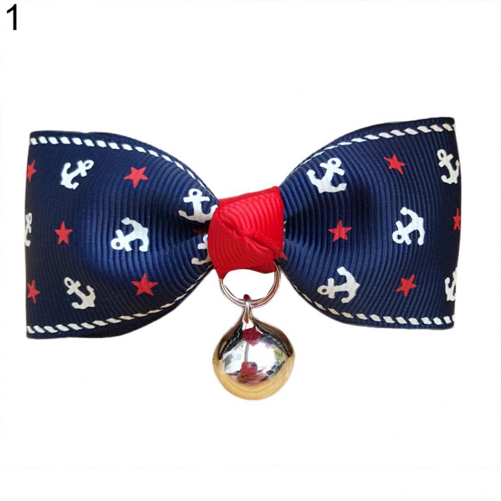 Bowknot Metal Bell Pendant Fashion Printed Pet Dog Cat Puppy Bow Tie Collar