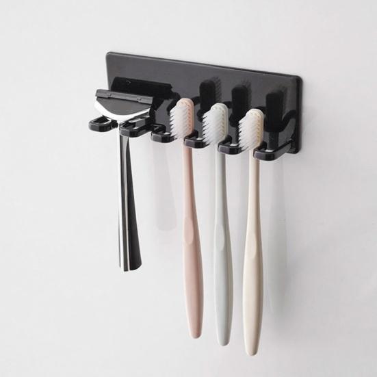 Toothbrush Holder Wall Mount 5 Slots Organizer Self Adhesive Rust-Resistant Bathroom