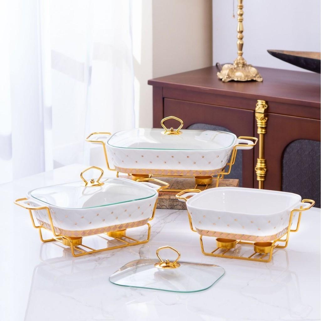 Light Luxury Style Golden Point Ceramic Soup Pot Household Large Capacity Golden Baking Pan Dry Soup Pot Creative Pot
