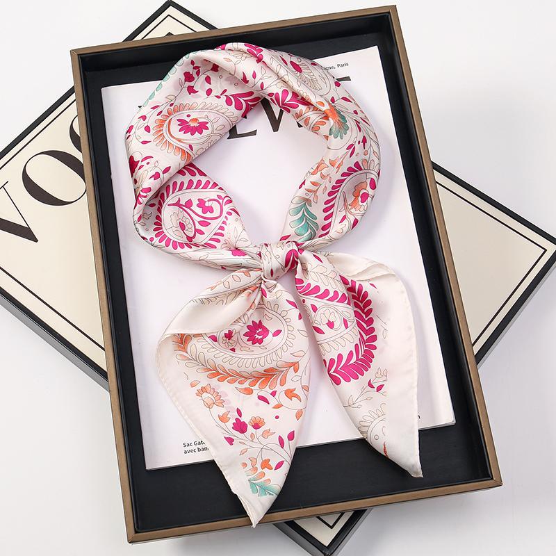 2024 Luxury Square Silk Scarf for Women Hijab Hair Bands Neckerchief Female Satin Shawl Ribbon Headband Fashion Wraps Bandana