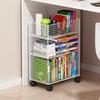 Removable Bookshelf Under Desk Shelf Classroom Floor Book Organizer Desk Side Trolley for Students Storage Bookcase with Wheels