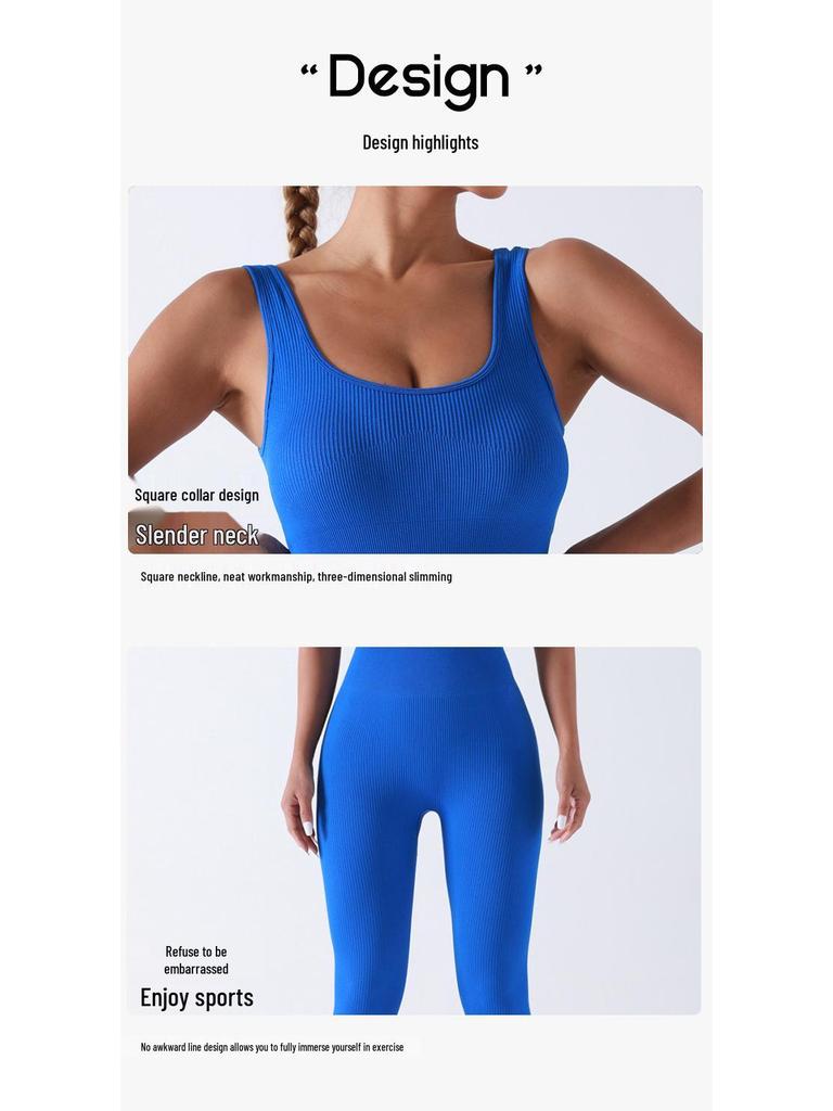 Baoshun Ribbed Seamless Yoga Jumpsuit with Chest Pad for High-Intensity Training