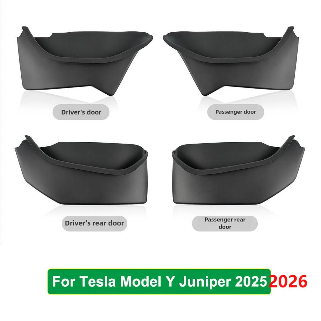 For Tesla Model Y Juniper 2025 Launch 2026 Door Side Storage Box TPE Front Rear All-Inclusive Organizer Modification Accessories