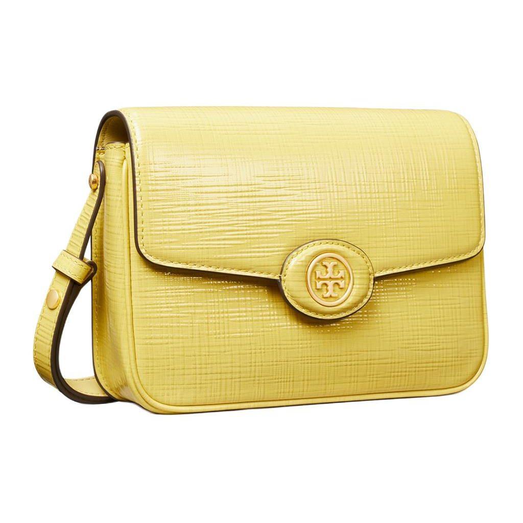Tory Burch Robinson Twill Convertible Flap Leather Crossbody Shoulder Bag Women bags Yellow 154731-700