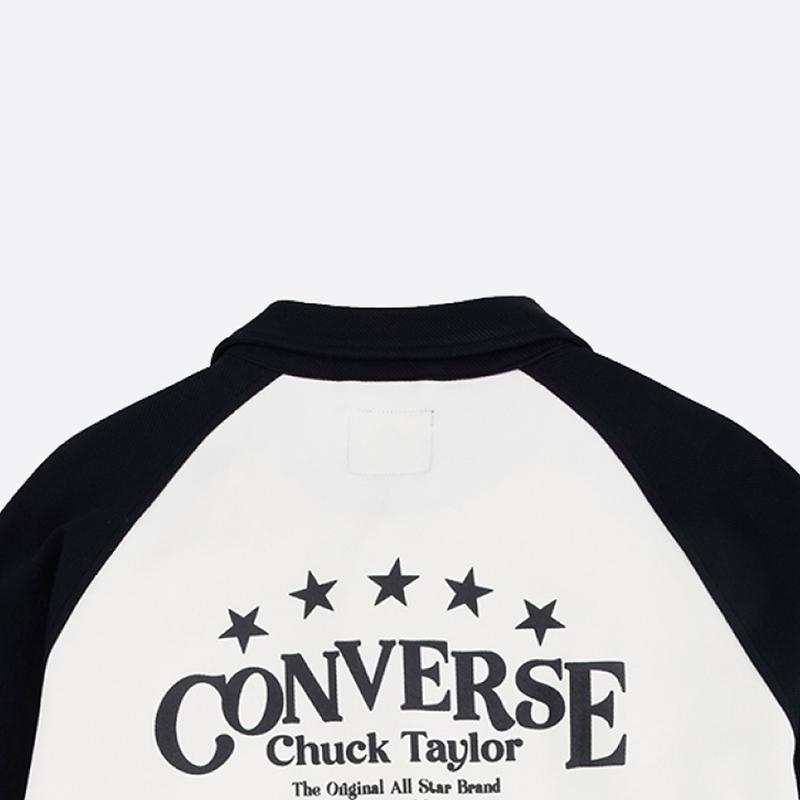 Converse Мужские бейсбольные майки Черно-белые С воротником Умеренные UCJ087-W2Y