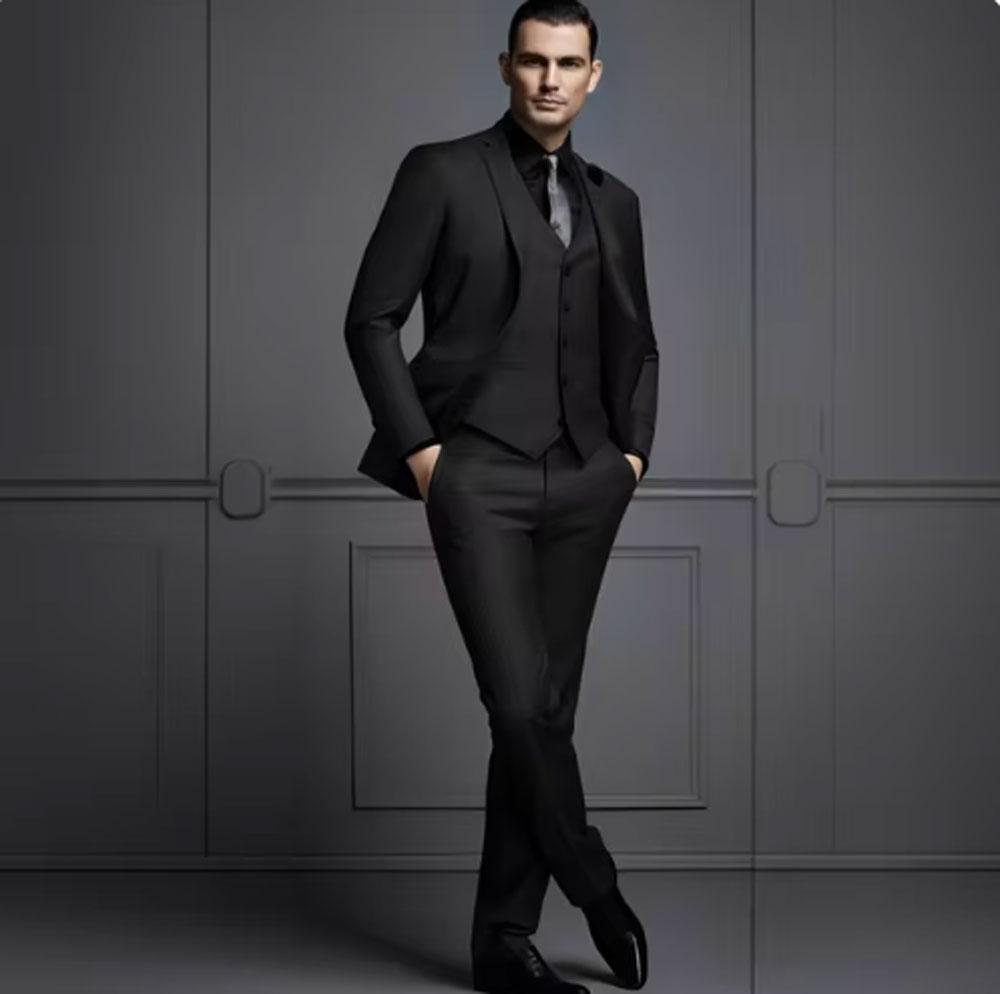 3 предмета темно-серый мужской костюм новый модный костюм жениха свадебные костюмы для мужчин приталенный смокинг для жениха для мужчин ( Блейзер+жилет+брюки)