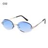 Frameless Rimless Tinted Eyewear Vintage Sunglasses Oval Sunglasses Diamond Cutting Lens Shades