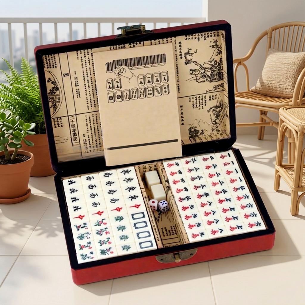 Modern Luxury Portable Mahjong English Travel Leather Box Chess and Card Entertainment Dormitory Melamine