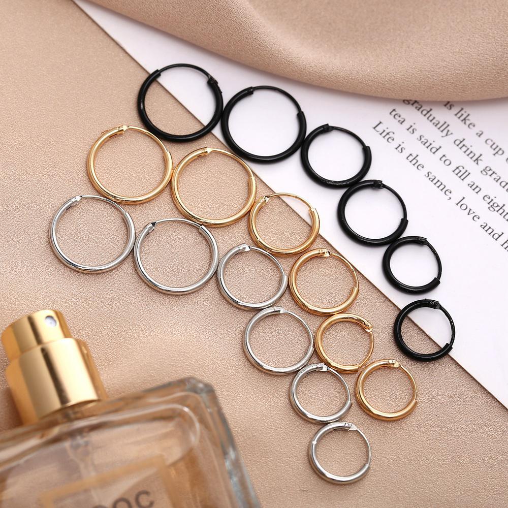 Personality Silver Punk Style Gold Geometric Round Earring Hoop Earrings Fashion Jewelry Hip-Hop
