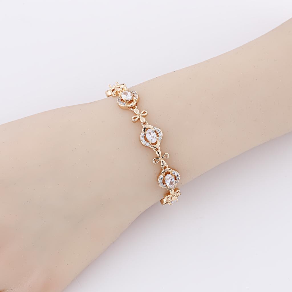 Factory Direct Brass Bracelet for Luxury Women Jewelry 18K Gold Plated in Stock CZ Zircon Diamond Bracelet Femme