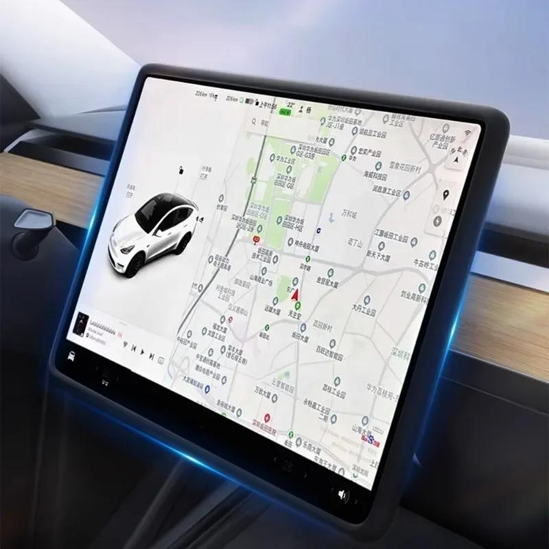 Navigation Screen Protector For Tesla Model 3 Y Silicone Screen Frame Display Edge Protector Central Control Protective Cover