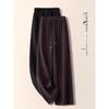 Women's Khaki Woolen Wide Leg Pants - Autumn/Winter 2024 Slimming Fleece-Lined Drapey Pants