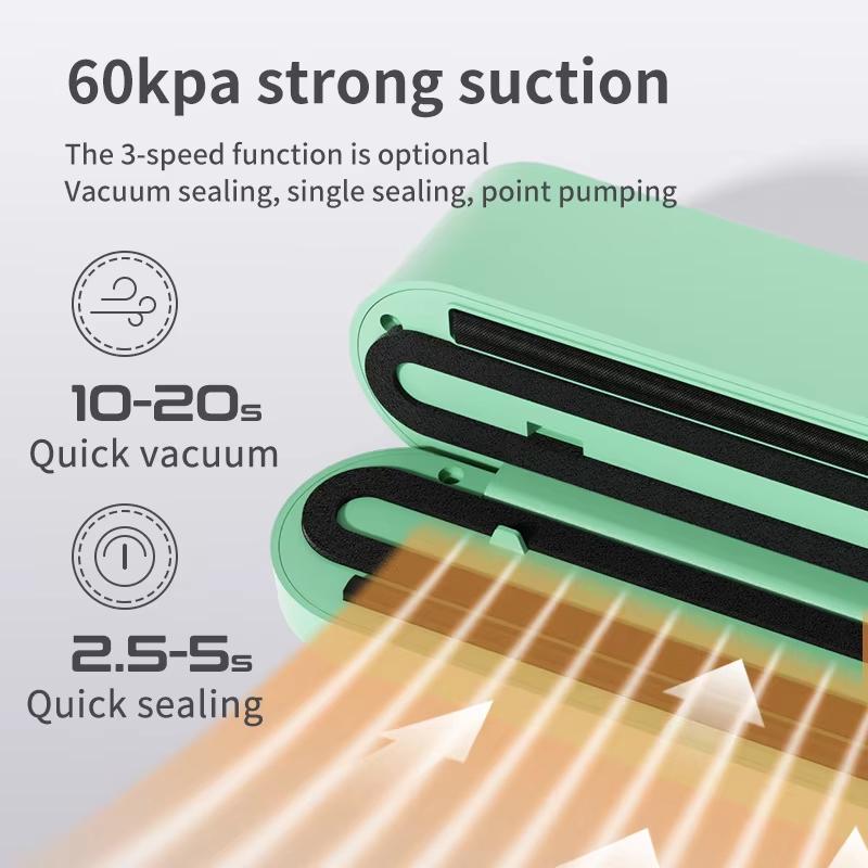 Mini Portable Vacuum Sealer Fresh Sealing Machine Home LED Display 1200mAh Wireless Fully Automatic Vacuum Sealer Plastic Sealer