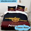 3PCS Custom Name Arse-nal Football Crest Bedding Set, Including 1pc Duvet Cover And 2pcs Pillowcases, Suitable for Dorms and Bedrooms Gift