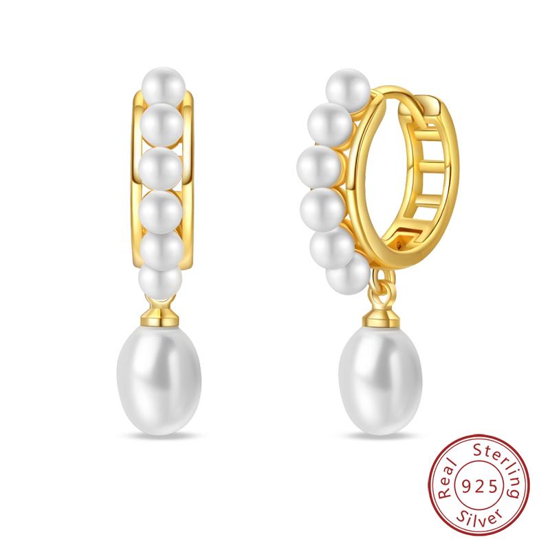 Luxury Golden Conch Starfish Pearl Ear Studs 925 Silver Butterfly Heart Shaped Pendants Pearl Earrings For Women Party Jewelry