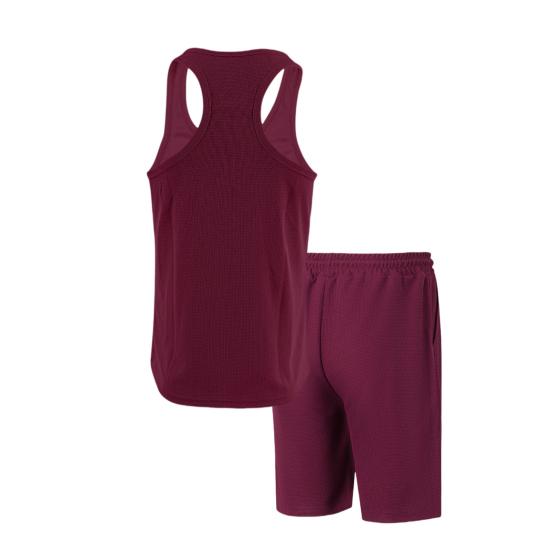 2 шт./компл. Мужская спортивная одежда из вафельной ткани, однотонный жилет без рукавов с круглым вырезом и эластичной талией, широкие шорты, повседневная одежда