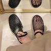 Мода 2024 Новая пляжная обувь Комфорт Ретро Женская обувь на плоской подошве Летние сетчатые сандалии с перфорацией Женские балетки Неглубокие тапочки