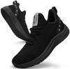 Feethit Running Athletic Shoes for and Everyday Size Men's Shoes, Breathable, Lightweight, Non-Slip, Slip-On Jogging, Walking, Wear, Stylish, Black,