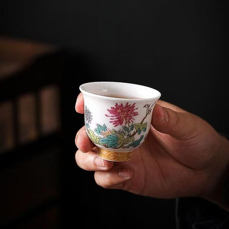 Чайная чашка «Кунг-фу» «Двенадцать богов цветов», набор из 12 предметов, эмалированная пастельная керамика, подарочная коробка, керамика и гончарные изделия для хозяина, китайская чайная утварь, бар