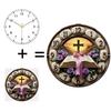 Industrial Design 30x30cm Round Glass Wall Clock with Metal Gear Details