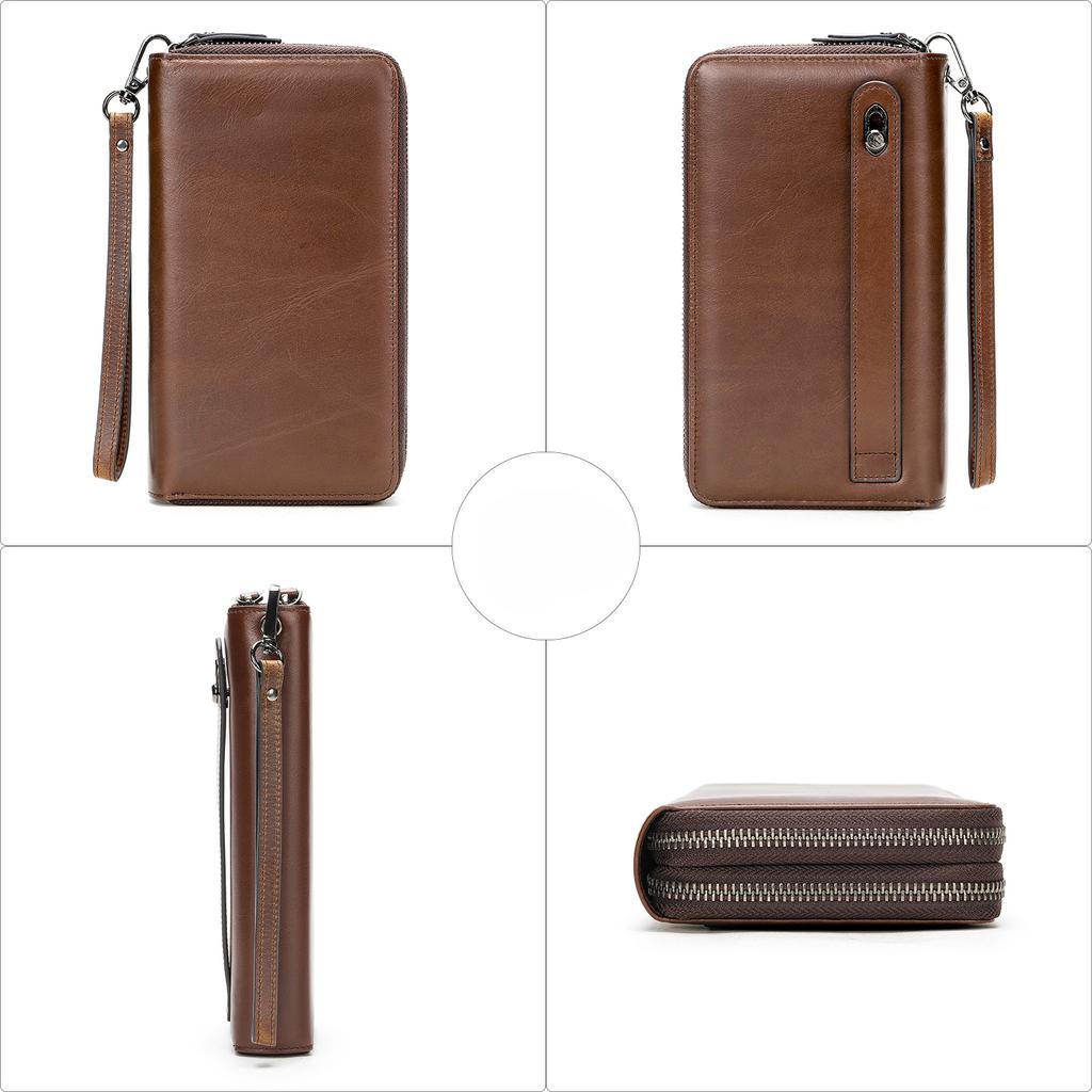 Мужской длинный кошелек из натуральной кожи, винтажная сумка-клатч, многофункциональная сумка-клатч из коровьей кожи премиум-класса Feeling Head Layer