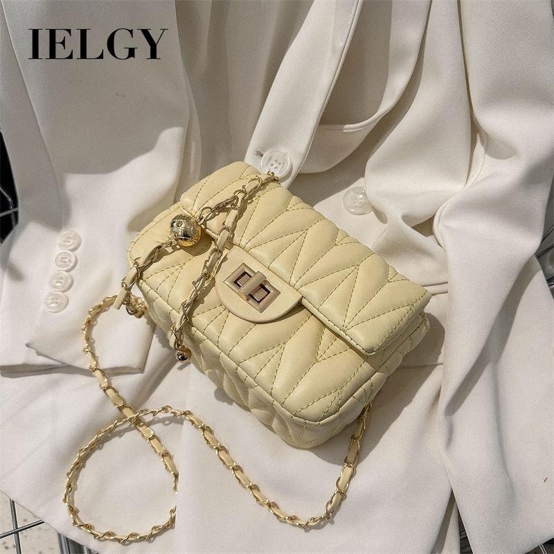 IELGY Women's Fashion Diamond Chain Bag, Foreign Style Shoulder Small Square Bag