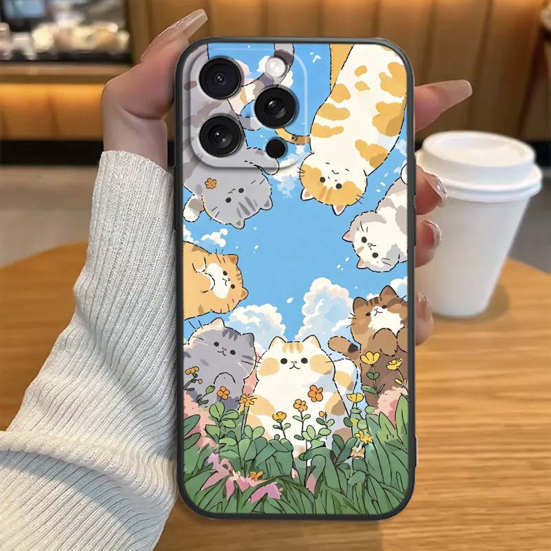 Мультяшная Аниме Капибара Арт Чехол для Телефона Для Apple iPhone 17 16 16E 15 14 13 12 11 Pro Max Plus Черный Мягкий Силикон