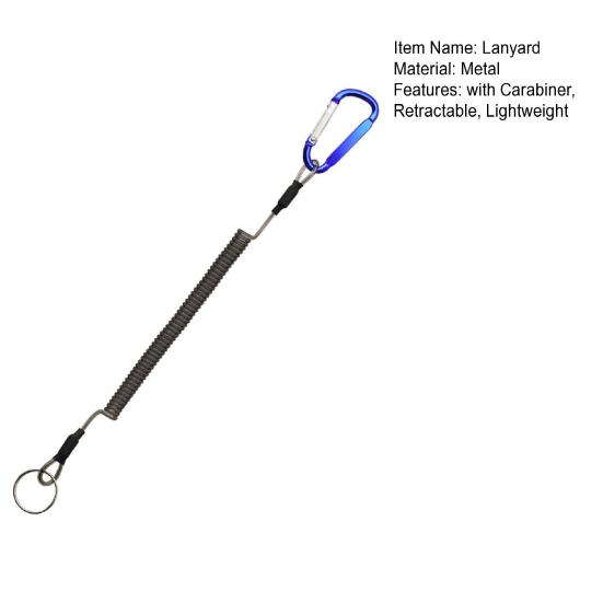 Страховочный шнур с карабином, многофункциональный, для активного отдыха, лодочный, рыболовный, с зажимом, ремешок, сверхпрочный, выдвижной, спиральный трос