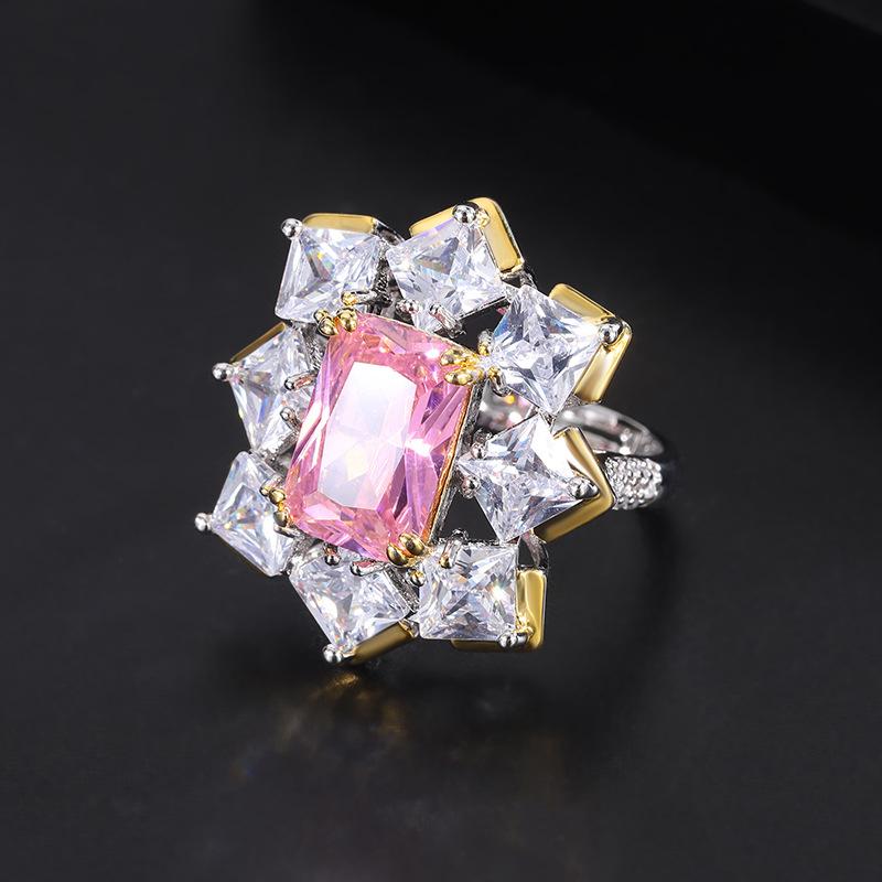 Кольцо с изумрудом серии Color Treasure, цветные цветы, параиба, зеленое, красное, цирконовое кольцо