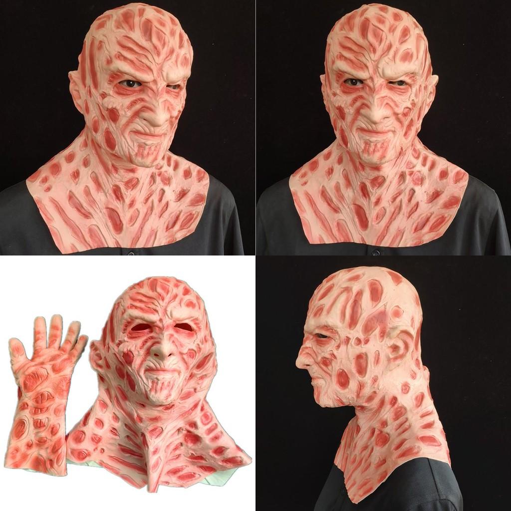 Фредди против Джейсона Набор латексной маски и перчатки Фредди Крюгера для костюмированной вечеринки на Хэллоуин