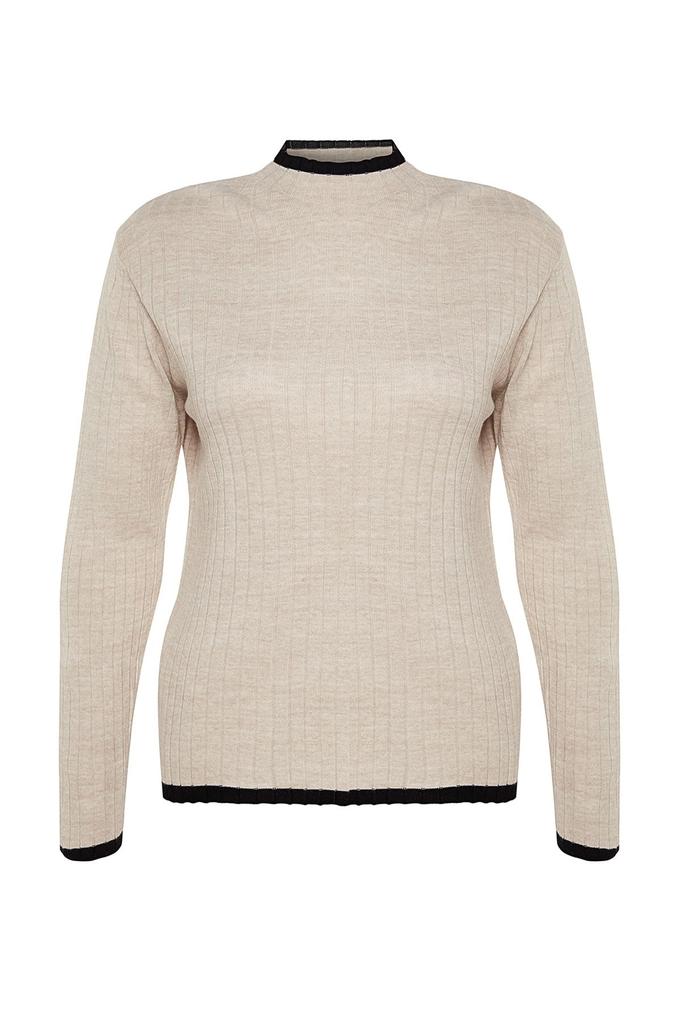 Women's Fashion New Plus Big Size Sweater Black Stripe Detailed Knitwear Sweater