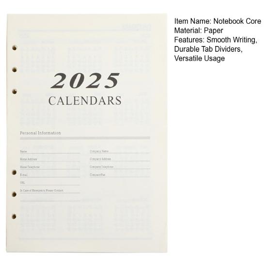 Блокнот Core толстый гладкий пишущий чернилостойкий планировщик сменная бумага 2025 календарь с отрывными листами планировщик