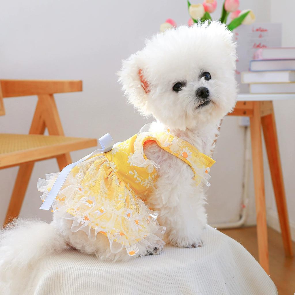 Pet Circle Маленькая и средняя одежда для собак Товары для домашних животных Одежда для собак Летние сарафаны с ромашками