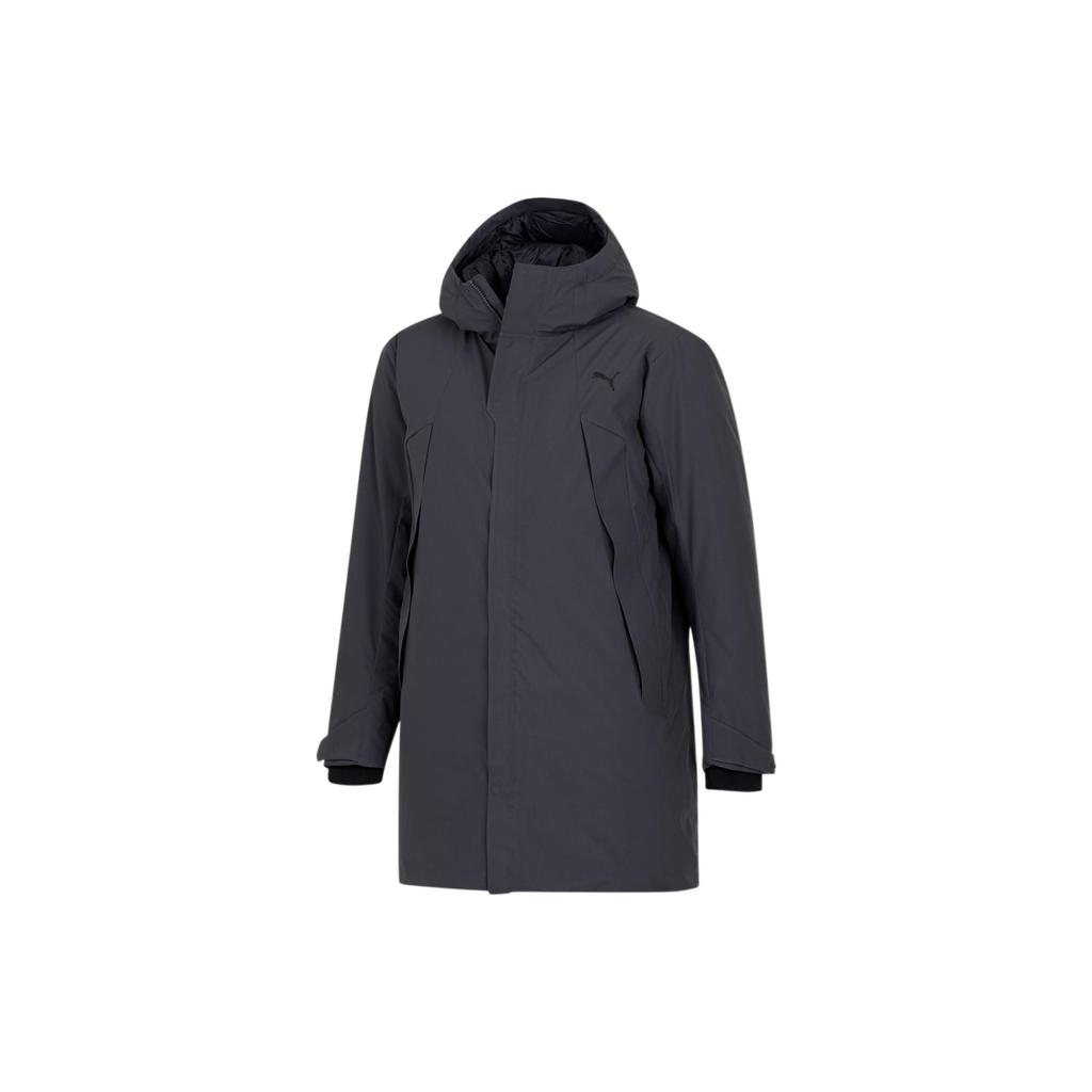 Puma Куртка с капюшоном и застежкой-молнией с логотипом, однотонная, мужская, синяя 933465-02