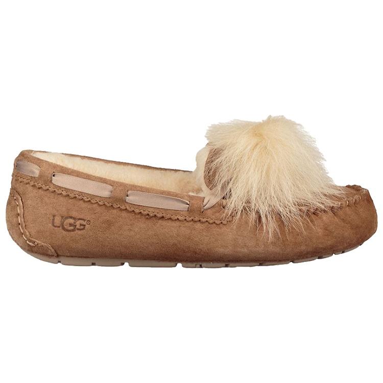 (WMNS) UGG Dakota Pom Pom Slip on Brown Women's 1019015-CHE