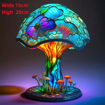Креативные настольные лампы серии Stained Plant из смолы, красочные прикроватные тумбочки для спальни, цветы, грибы, ретро настольная ночная лампа, атмосферный свет