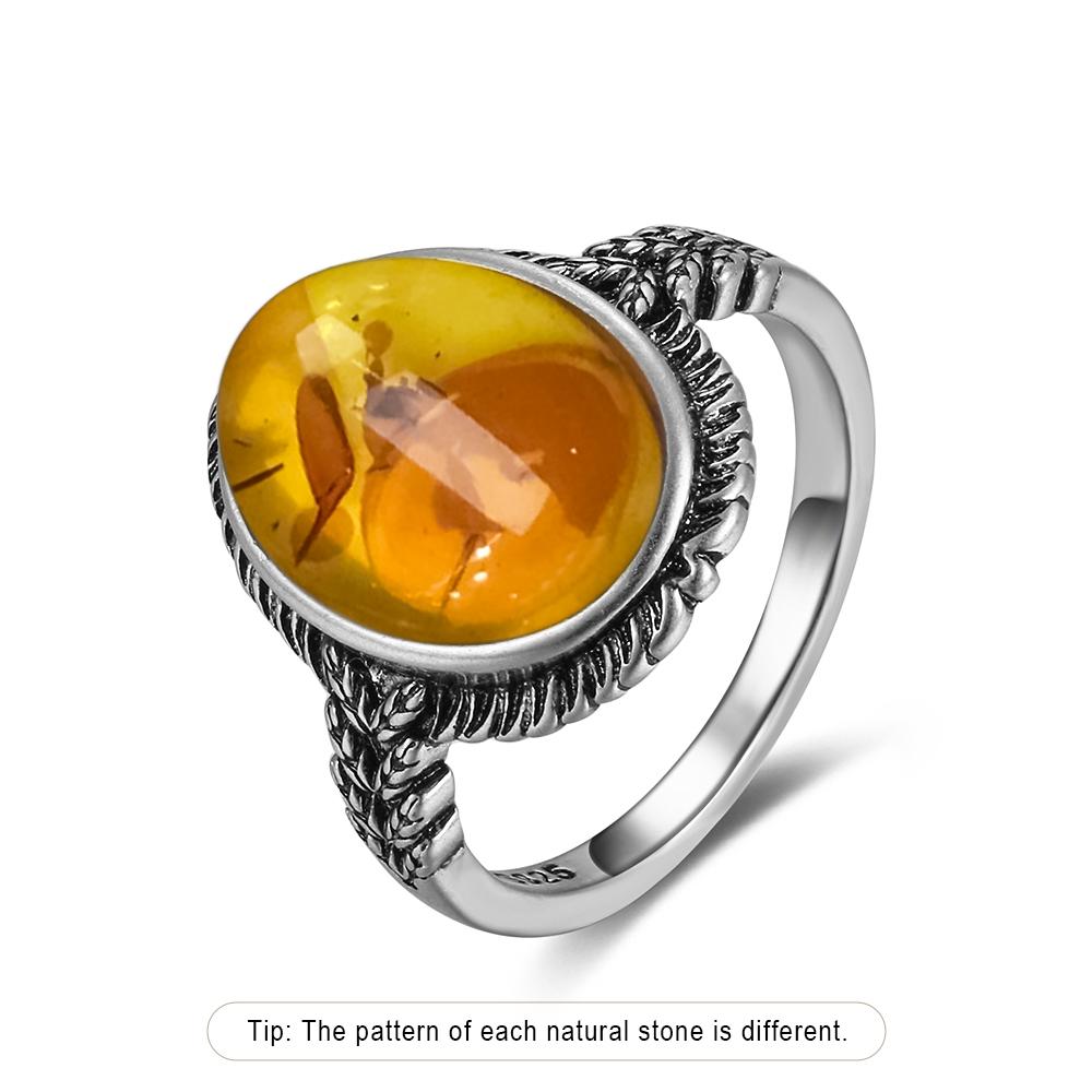 Кольцо из стерлингового серебра с натуральным янтарём, в форме цветка, овальное, лепестки, янтарные камни, подарки, изысканные украшения для женщин