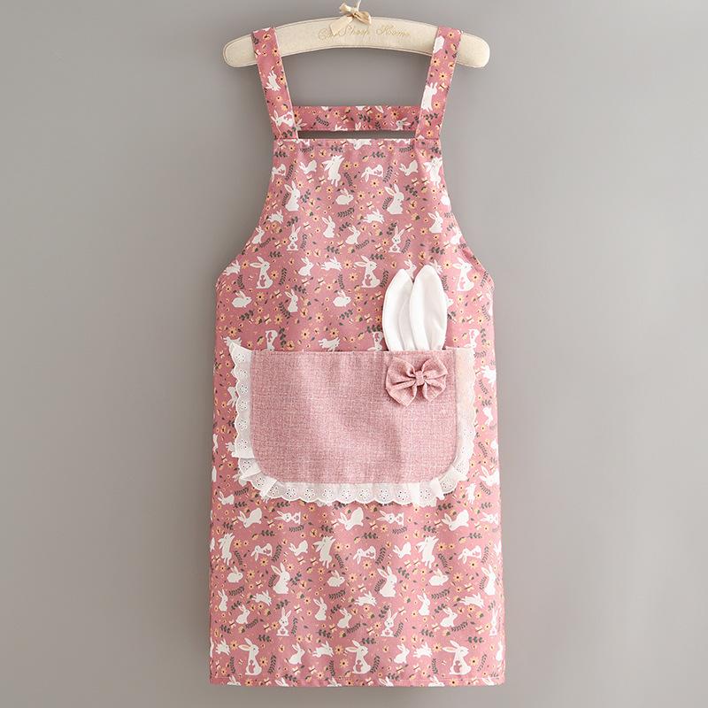 2025 Canvas Apron Women Cute Home Kitchen Anti-fouling Wear-resistant Breathable Cooking Apron Workwear with Large Pocket